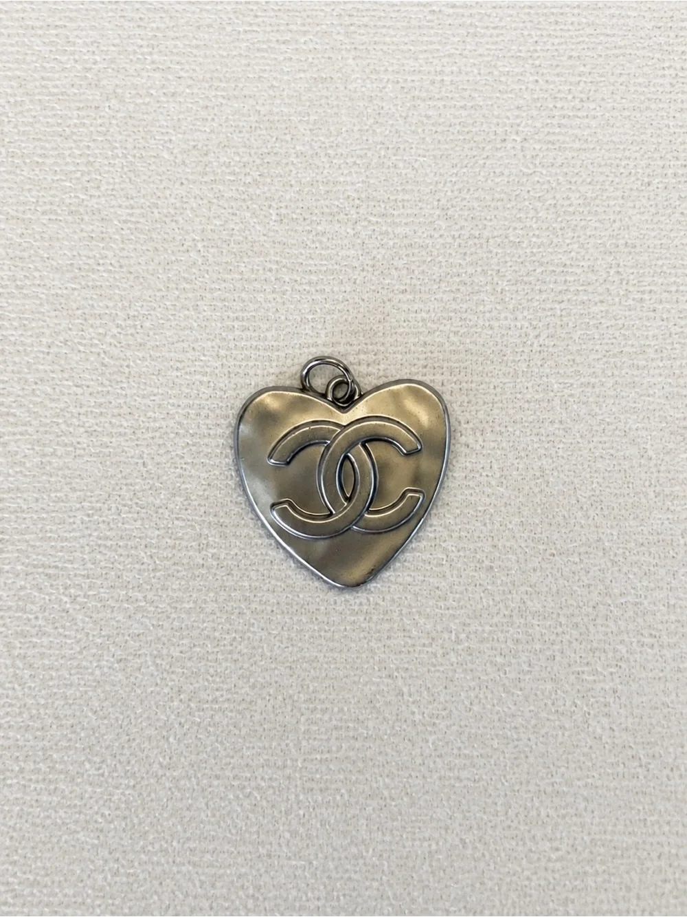Silver Heart CC Logo Charm Pendant